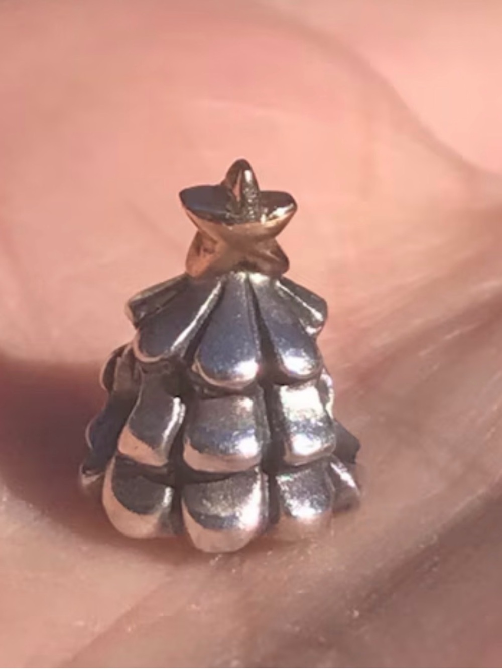 Pandora Silver Christmas Tree Charm with Gold Star